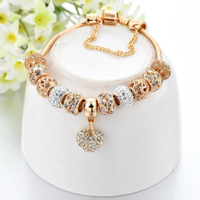 Luxury Crystal Heart Charm Bracelets&Bangles