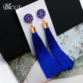 Fashion Bohemian Tassel Crystal Long Earrings