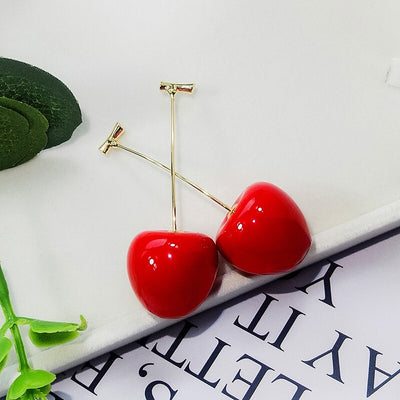Acrylic red cherry earrings ladies temperament