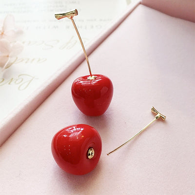 Acrylic red cherry earrings ladies temperament