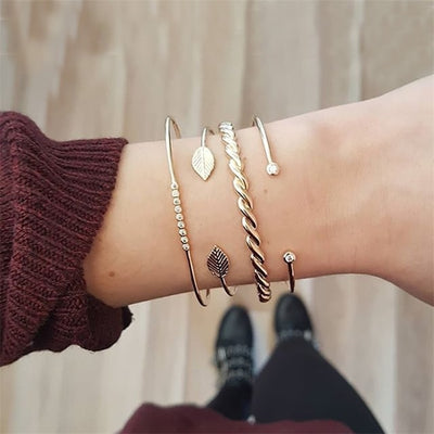 Women's Fashion Crystal Leaves Geometric Chain